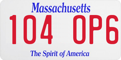 MA license plate 104OP6