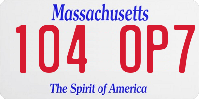 MA license plate 104OP7