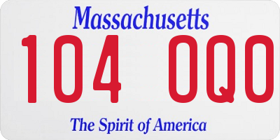 MA license plate 104OQ0