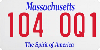 MA license plate 104OQ1