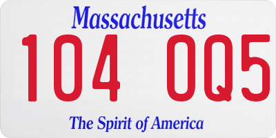 MA license plate 104OQ5