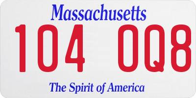 MA license plate 104OQ8