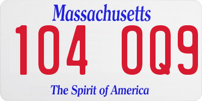 MA license plate 104OQ9