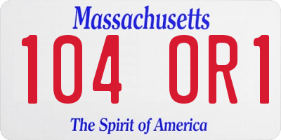 MA license plate 104OR1