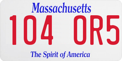 MA license plate 104OR5