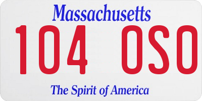 MA license plate 104OS0