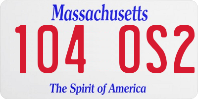 MA license plate 104OS2