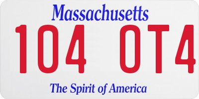 MA license plate 104OT4