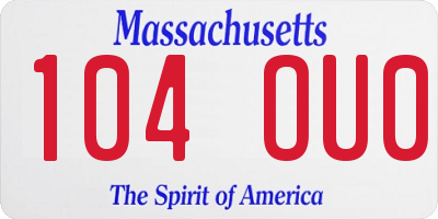 MA license plate 104OU0