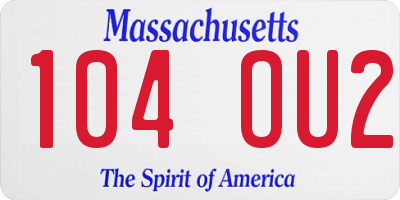 MA license plate 104OU2