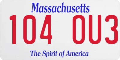 MA license plate 104OU3