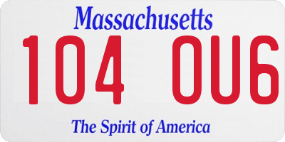 MA license plate 104OU6