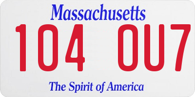MA license plate 104OU7