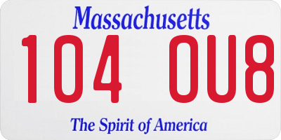 MA license plate 104OU8