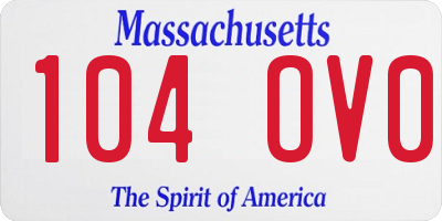 MA license plate 104OV0