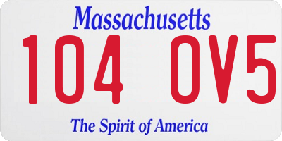 MA license plate 104OV5