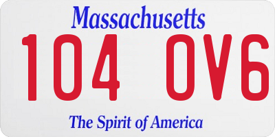 MA license plate 104OV6