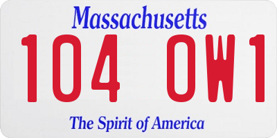 MA license plate 104OW1