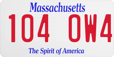 MA license plate 104OW4