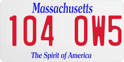 MA license plate 104OW5