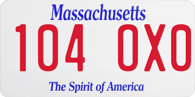 MA license plate 104OX0