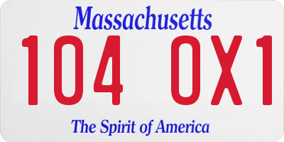 MA license plate 104OX1