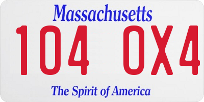 MA license plate 104OX4