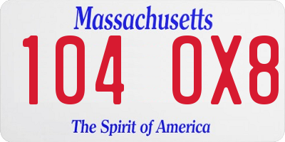 MA license plate 104OX8