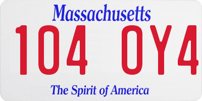 MA license plate 104OY4