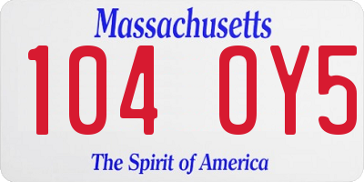 MA license plate 104OY5