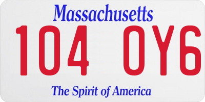 MA license plate 104OY6