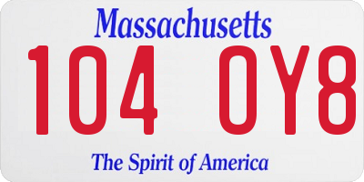 MA license plate 104OY8