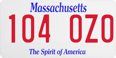 MA license plate 104OZ0