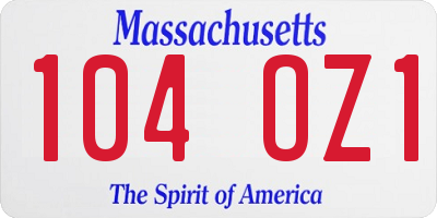 MA license plate 104OZ1