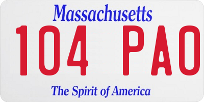 MA license plate 104PA0