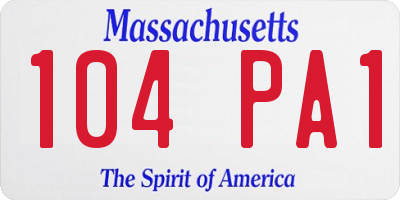 MA license plate 104PA1