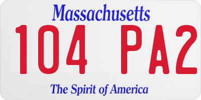 MA license plate 104PA2