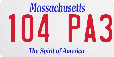 MA license plate 104PA3