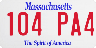 MA license plate 104PA4