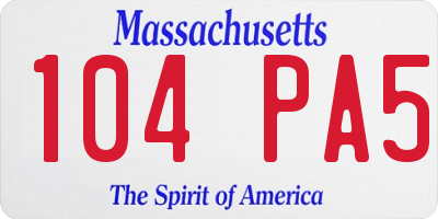 MA license plate 104PA5