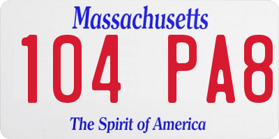 MA license plate 104PA8