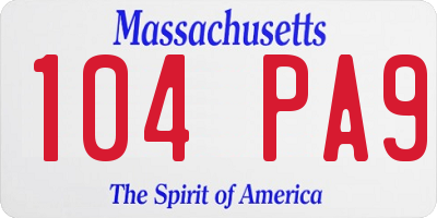 MA license plate 104PA9
