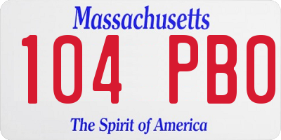 MA license plate 104PB0