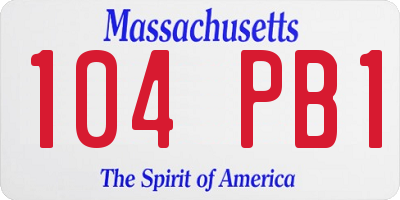 MA license plate 104PB1