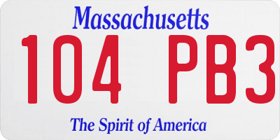 MA license plate 104PB3