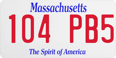 MA license plate 104PB5