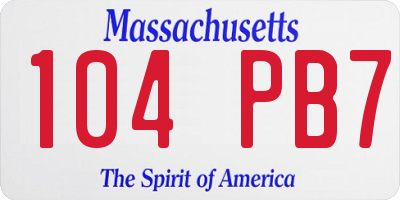 MA license plate 104PB7