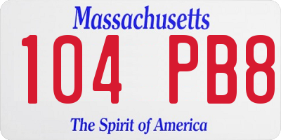 MA license plate 104PB8