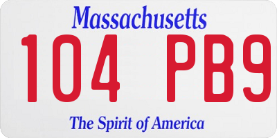 MA license plate 104PB9