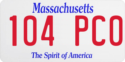 MA license plate 104PC0